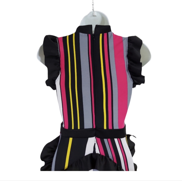 Monaco Womens Small Sleeveless Stripes Neck Ruffle High Waist Bodyocn Jumpsuits - Picture 12 of 15